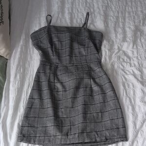SHEIN Gray Checkered Mini Dress
